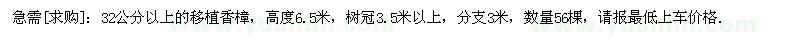 求購(gòu)32公分以上的移植香樟