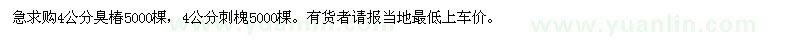 求購4公分臭椿5000棵,4公分刺槐5000棵
