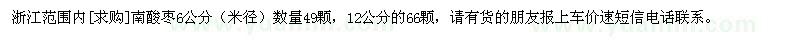 求購浙江范圍內(nèi)南酸棗6公分，12公分