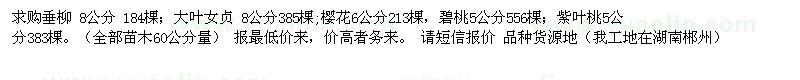 求購垂柳、大葉女貞、櫻花等
