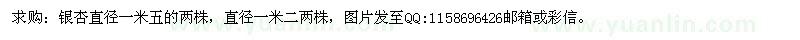 求購銀杏直徑一米五的兩株
