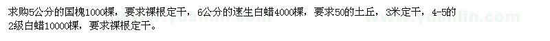 求購5公分的國槐1000棵，6公分的速生白蠟 