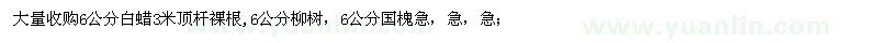 求購6公分白蠟,6公分柳樹，6公分國槐
