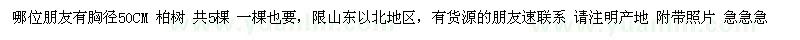 求購胸徑50CM 柏樹 共5棵