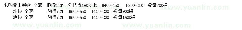求購(gòu)黃山欒樹(shù)、水杉、池杉