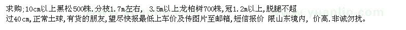 求購10cm以上黑松500株