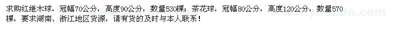 求購茶花球、紅繼木球