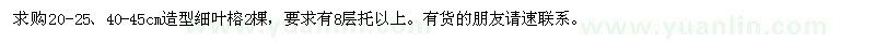 求購(gòu)20-25,40-45cm造型細(xì)葉榕