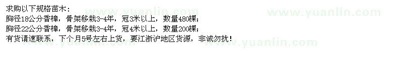 求購胸徑18、22公分香樟680棵