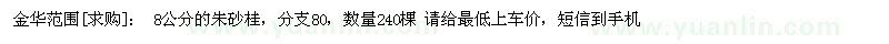 求購金華范圍： 8公分的朱砂桂，分支80，數(shù)量240棵