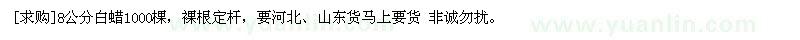 求購(gòu)8公分白蠟1000棵