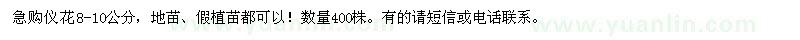 求購儀花8-10公分