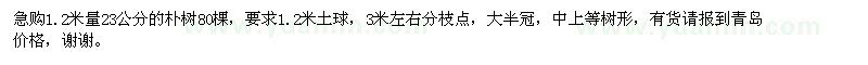 求購23公分的樸樹80棵