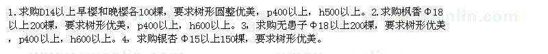 求購D14櫻花200棵
