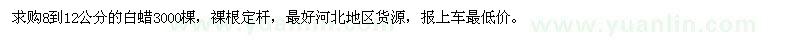 求購8到12公分的白蠟 