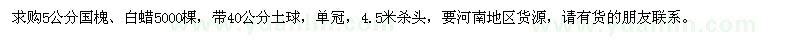 求購(gòu)5公分國(guó)槐、白蠟5000棵