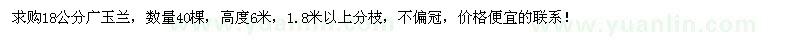 求購18公分廣玉蘭40棵