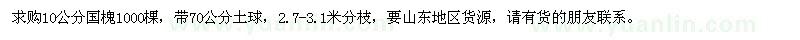 求購10公分國槐1000棵