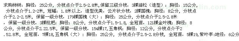 求購柿樹、油松、國槐等