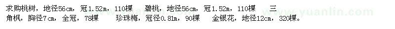 求購桃樹,三角楓,珍珠梅