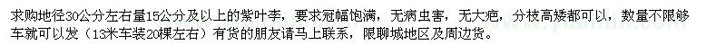 求購地徑30公分左右量15公分及以上的紫葉李