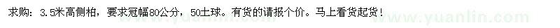 求購3.5米高側(cè)柏