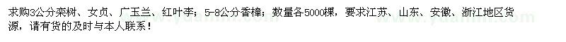 求購(gòu)欒樹(shù)、女貞、廣玉蘭、紅葉李、香樟