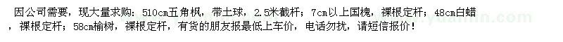 求購五角楓、白蠟、國槐、榆樹
