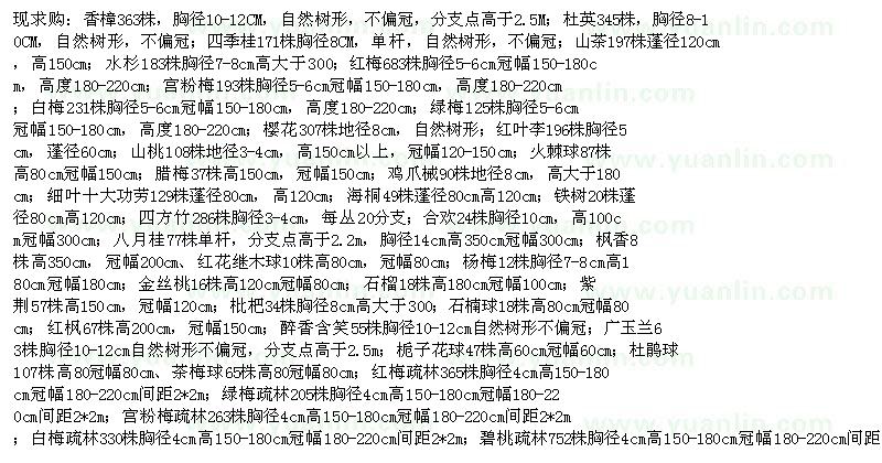 求購大量求購苗木