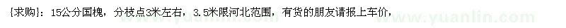 求購15公分國槐，分枝點3米左右（河北省保定市）