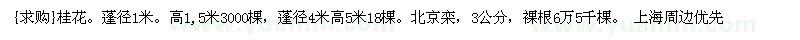 求購(gòu)桂花。北京欒（上海市上海市）