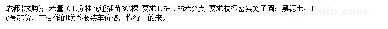 求購(gòu)米量10工分桂花遷插苗300棵（四川省成都市）