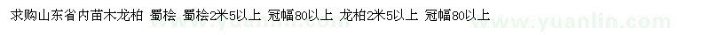 求購山東省內(nèi)苗木龍柏 蜀檜 蜀檜2米5以上