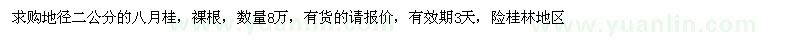 求購地徑二公分的八月桂
