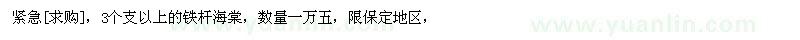 求購緊急，3個支以上的鐵桿海棠，數(shù)量一萬五（河北省保定市）