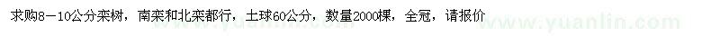 求購8－10公分欒樹
