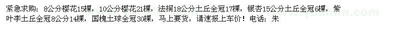 求購8公分櫻花15棵，10公分櫻花21棵，法桐18公分土丘全冠17棵，銀杏15公分