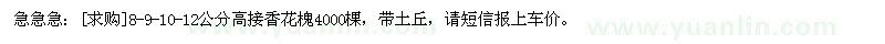 求購8-9-10-12公分高接香花槐（河南省許昌市）