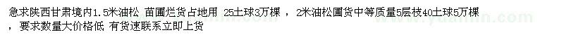 求購(gòu)陜西甘肅境內(nèi)1.5米油松 ，2米油松