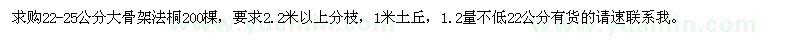 求購(gòu)22-25公分大骨架法桐200棵