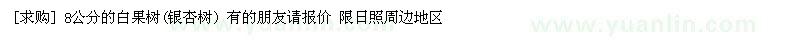 求購8公分的白果樹(銀杏樹）