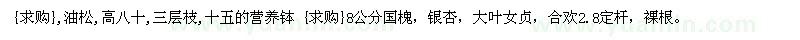 求購油松, 國槐，銀杏，大葉女貞，合歡