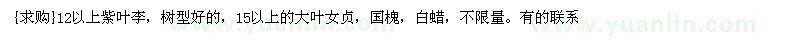 求購(gòu)12以上紫葉李，大葉女貞，國(guó)槐，白蠟