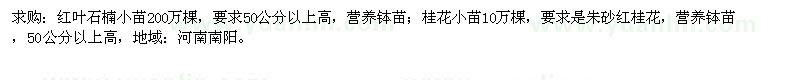 求購(gòu)50公分以上紅葉石楠、桂花 
