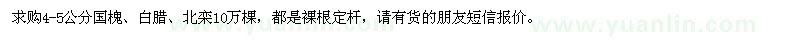 求購(gòu)4-5公分國(guó)槐、白臘、北欒10萬棵