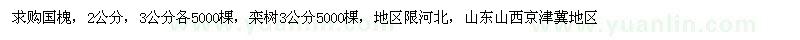 求購國槐，2公分，3公分各5000棵，欒樹3公分5000棵