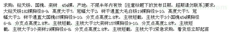 求購鉆天楊、國槐、欒樹   454棵