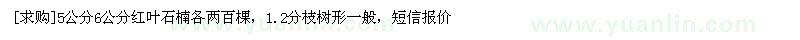 求購5公分6公分紅葉石楠各兩百棵