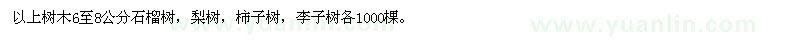 求購石榴樹，梨樹，柿子樹，李子樹