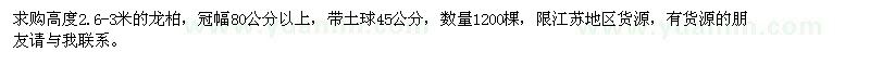 求購(gòu)高度2.6-3米的龍柏1200棵
